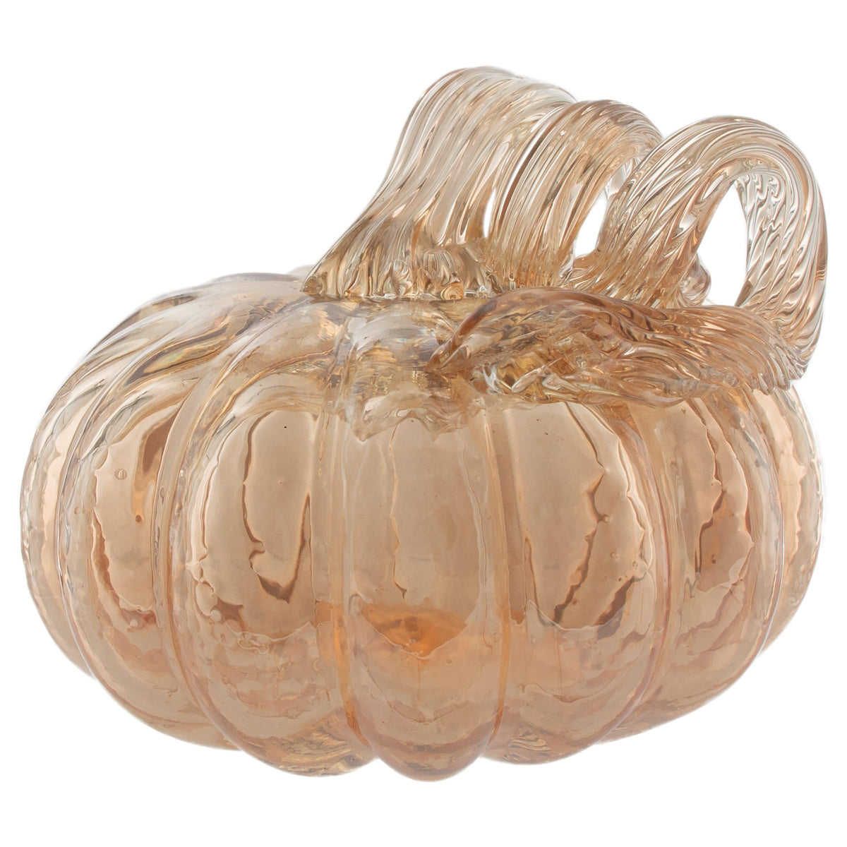 Boston International Handblown Art Glass Pumpkin Thanksgiving Halloween Decorations for Home, Small, Apple Cider