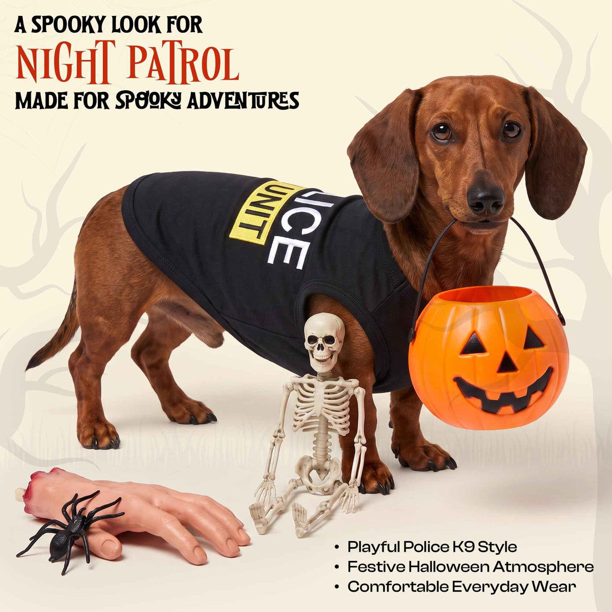 Parisian Pet Police K9 Dog Costume - Dog K9 Halloween Shirt - Pet Police Costume - Dogs Costumes for Halloween - Dogs Apparel & Accessories - Sleeved Pet Outfit - XL