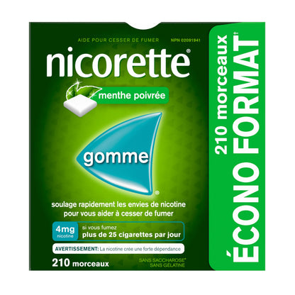 Nicorette Peppermint Gum, 4MG, Quit Smoking, Nicotine Gum, Smoking Cessation Aid, NRT, Reduce Cravings, 210 Pack 🍁 All In One Marketplace Canada
