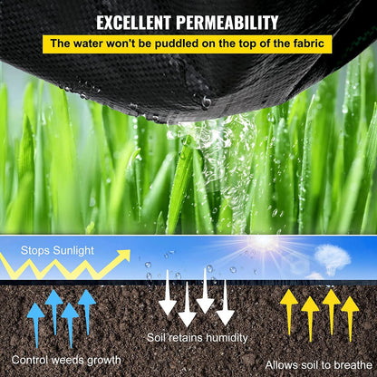 VEVOR 3FTx300FT Premium Weed Barrier Fabric Heavy Duty 3OZ, Woven Weed Control Fabric, High Permeability Good for Flower Bed, Geotextile Fabric for Underlayment, Polyethylene Ground Cover 🍁 All In One Marketplace Canada