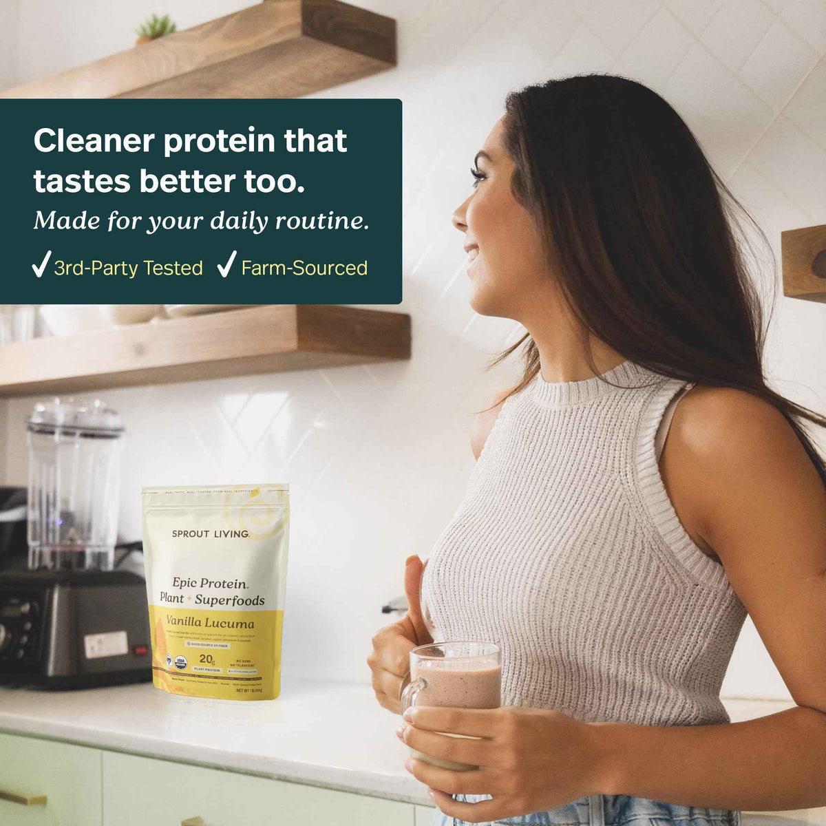 Sprout Living Epic Protein Powder, Vanilla Lucuma Flavor, Organic Plant Protein, Gluten Free, No Additives, 19 Grams Clean Vegan Protein (1 pound,13 servings) 🍁 All In One Marketplace Canada