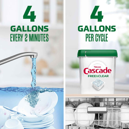 Cascade Free & Clear Dishwasher Detergent Pods, Dish Detergent Soap, 0% Added Perfume, Chlorine Beach & Dye, Unscented, 51 Count 🍁 All In One Marketplace Canada