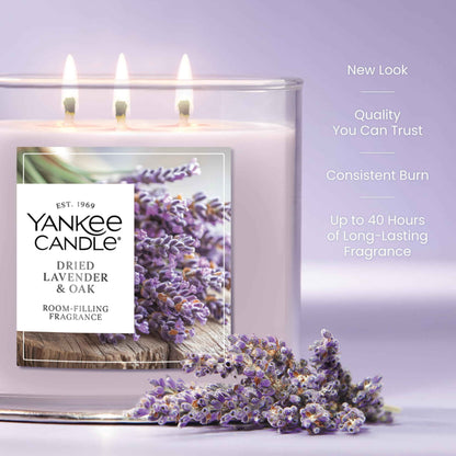 Yankee Candle 3 Wick Candle Jar, Scented Candle with up to 40 Hours of Burn Time, Premium Plant Wax Blend for Consistent Long Lasting Scent from First to Last Burn, Dried Lavender & Oak 🍁 All In One Marketplace Canada