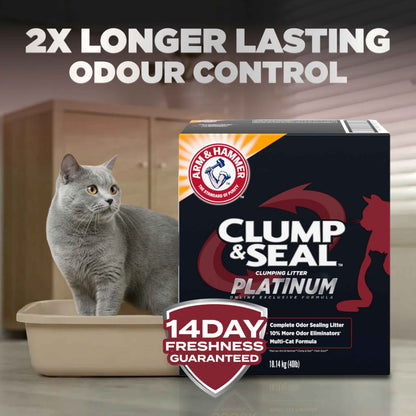 ARM & HAMMER Platinum Cat Litter, Clump & Seal, EXTRA STRENGTH Complete Odour Sealing with 14 Days of Odour Control, Multi-Cat, Hard Clumping Clay, 99.99% Dust Free, 18.14kg 🍁 All In One Marketplace Canada