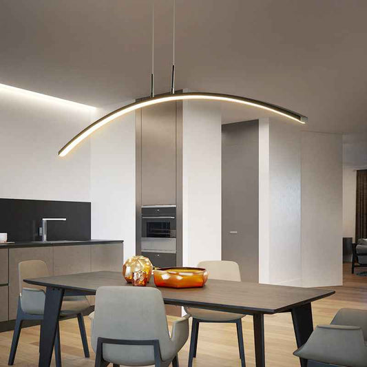 Minimalist Linear LED Pendant Light – Modern Chandelier for Dining Room