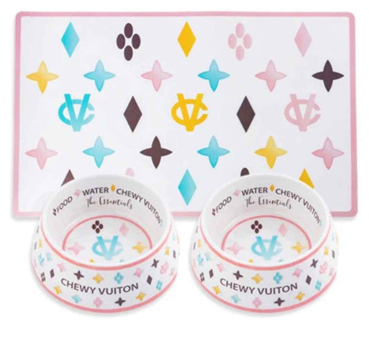 Chewy Vuiton Food and Water Bowl Set – Dog Feeding Set