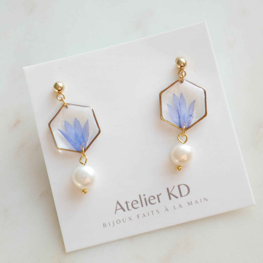 Boucles d'oreilles Perla Blu - hexa