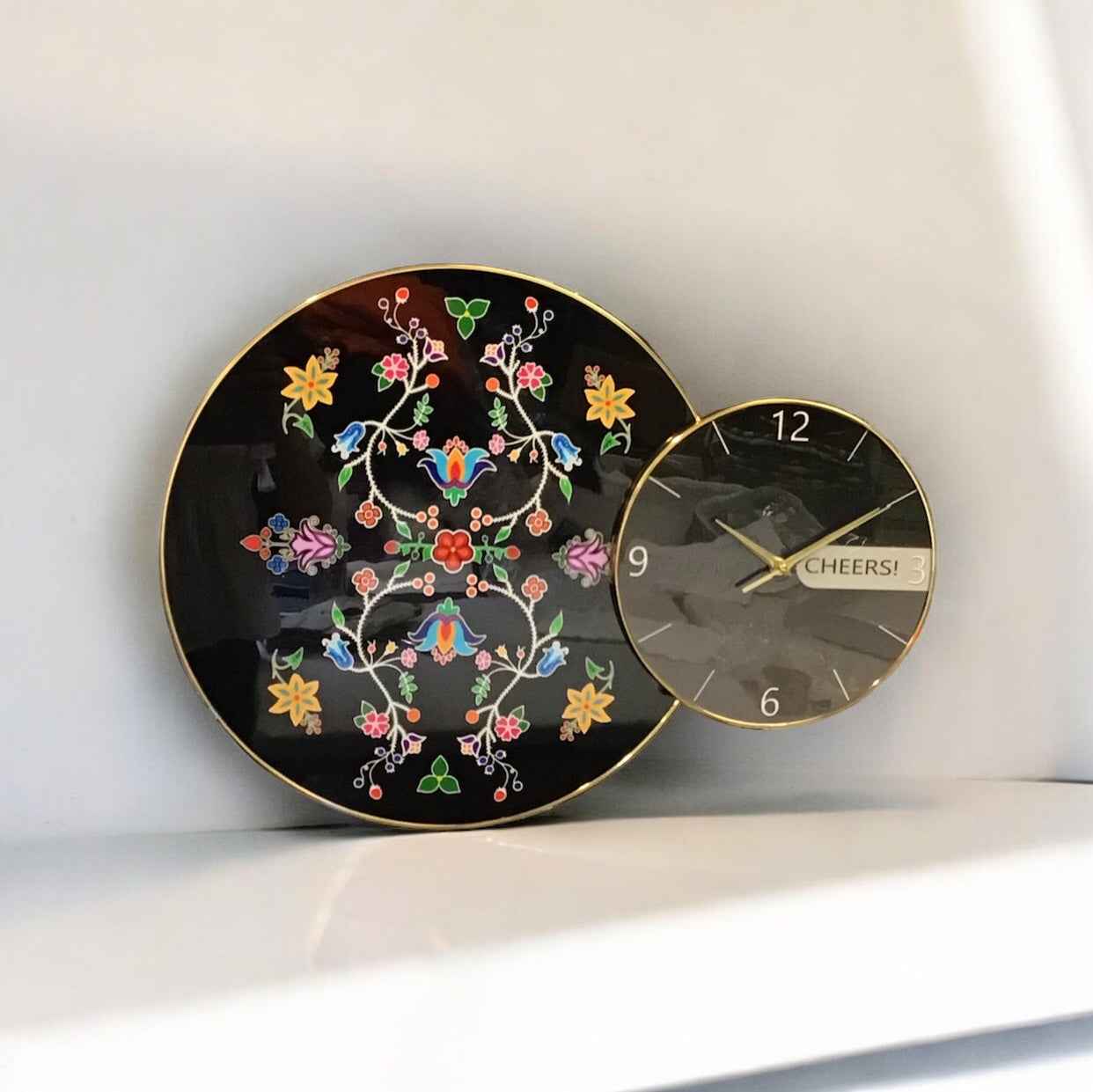 Blossomed Flower Black Native Wall Clock
