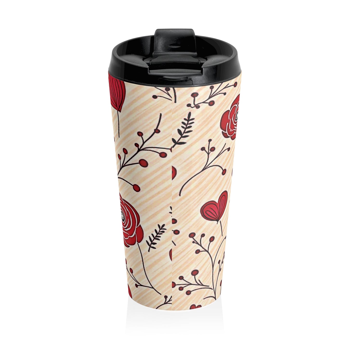 Red Rose Floral Travel Mug | Stainless Steel Tumbler - AURABAGS SHOP