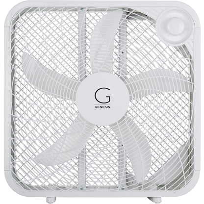 Genesis 20" Box Fan, 3 Settings, Max Cooling Technology, Carry Handle, White (G20BOX-WHT) 🍁 All In One Marketplace Canada