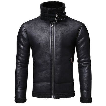 Men’s Leather Biker Jacket – Classic Motorcycle Motorcycle-Style Leather Coat for Casual Wear