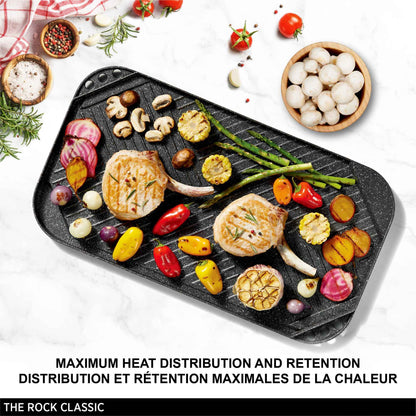 Starfrit The Rock 50x28cm (19.7" x 11") Non-Stick Reversible Grill & Griddle - Durable Forged Aluminum - Oven Safe - PFOA Free - Easy to Clean - Black 🍁 All In One Marketplace Canada
