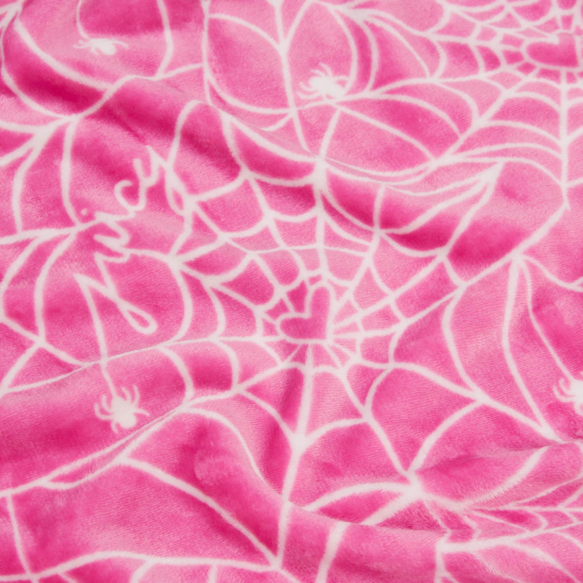 Juicy Couture Heart Spider Webs Halloween Plush Throw Blanket, Soft Polyester Decorative Throw for Sofa or Bed, Hot Pink, 50"x60"