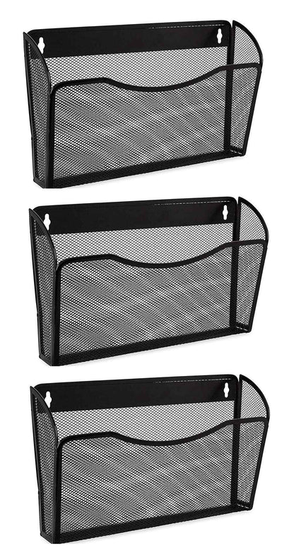 EASEPRES 3 Pack Mesh Wall Mounted File Holder Organizer Metal Hanging Vertical Paper Mails Rack Storage Wire Single Document Filling Holder Pocket for Office and Home, Black 🍁 All In One Marketplace Canada