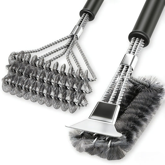 2 Pack BBQ Grill Brush, 18 inch BBQ Accessories, BBQ Cleaning Brush Safe Bristle Free BBQ Brush,100% Rust-Proof Stainless Steel- BBQ Grill Cleaner for Gas, Charcoal, Smoker, Porcelain, Infrared Grill 🍁 All In One Marketplace Canada