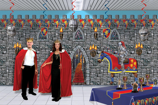 Beistle Medieval Stairway, Window & Torch Props, 9 Images, Haunted Castle Wall Decorations, Spooky Gothic Scene for Halloween Parties & Dungeon Themes, Printed Plastic Cutouts, 18” to 60”