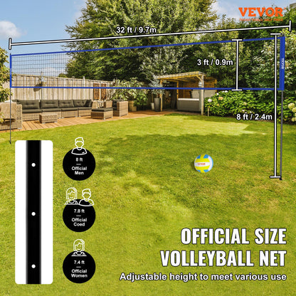 VEVOR Outdoor Portable Volleyball Net System, Adjustable Height Steel Poles, Professional Volleyball Set with PVC Volleyball, Pump, Carrying Bag, Heavy Duty Volleyball Net for Backyard, Beach, Lawn 🍁 All In One Marketplace Canada