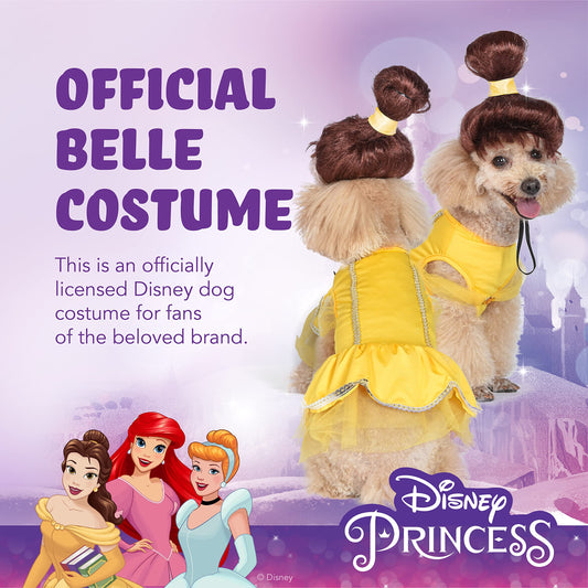 Disney for Pets Halloween Disney Princess Belle Costume - Extra Extra Large | Disney Princess Halloween Costumes for Dogs, Officially Licensed Disney Dog Halloween Costume, Yellow (FF22919)