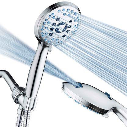 AquaCare High Pressure 8-Mode Handheld Shower Head - Anti-Clog Nozzles, Built-in Power Wash to Clean Tub, Tile & Pets, Extra Long 6 ft. Stainless Steel Hose, Wall & Overhead Brackets 🍁 All In One Marketplace Canada