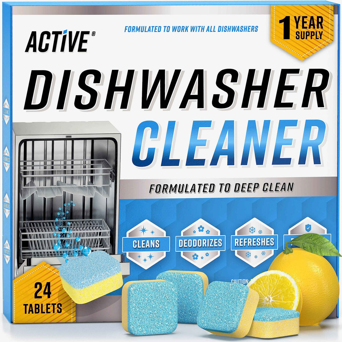 Dishwasher Cleaner And Deodorizer Tablets - 24 Pack Deep Cleaning Descaler Pods Formulated To Clean Dish Washer Machine, Natural Limescale Remover, Hard Water, Calcium, Odor - 12 Month Supply 🍁 All In One Marketplace Canada
