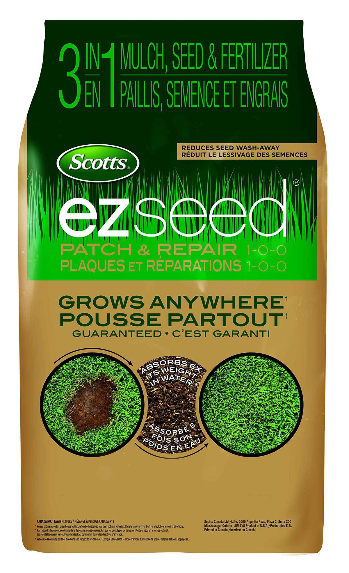 Scotts Ez Seed Patch & Repair 1-0-0, 4.54kg | Multipurpose Formula for Patch and Repair. Grows Anywhere 🍁 All In One Marketplace Canada