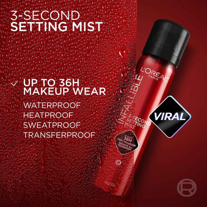L’Oréal Paris Infallible 3-Second Makeup Setting Spray, Makeup, Microfine Mist for up to 36H Wear, Lightweight, Transfer Proof, Waterproof, Dries in 3 seconds, 75ml 🍁 All In One Marketplace Canada