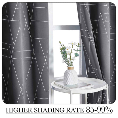 NICETOWN Halloween Blackout Curtains for Living Room - Foil Printed Shiny Stripes Pattern Thermal Insulated Blackout Drapes for Bedroom Kitchen Loft Cafe Window (2 Panels, 52" Wide by 63" Long)