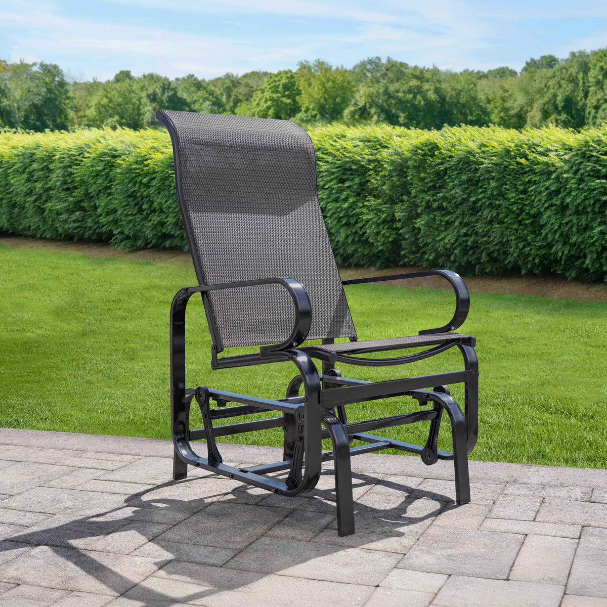 Sojag Belle Patio Glider Chair with Heavy-Duty Steel Frame and PVC-Coated Fabric, Easy-Glide Outdoor Patio Rocking Chair, Dark Grey 🍁 All In One Marketplace Canada