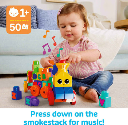 MEGA BLOKS First Builders Toddler Building Blocks Toy Set, ABC Musical Train with 50 Pieces, Music and Sounds, Ages 1+ Years 🍁 All In One Marketplace Canada