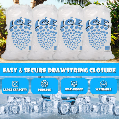 Concession Essentials 8 lb Drawstring Ice Bags – Pack of 100 | Durable Heavy-Duty Plastic Ice Storage Bags with Secure Drawstring Closure | Perfect for Ice Packaging, Parties, Camping, and Commercial 🍁 All In One Marketplace Canada