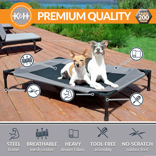K&H Pet Products Outdoor Elevated Dog Cot, Breathable Cooling Elevated Cot Hammock Pet Bed for Large Dogs, Washable Mesh Cover, Raised Metal Frame, Collapsible, Portable - Large 42 X 30in Gray 🍁 All In One Marketplace Canada