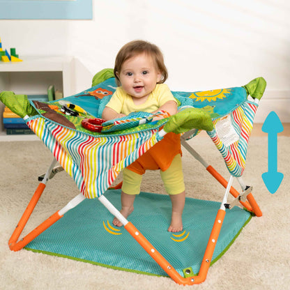 Bright Starts Pop 'N Jump Portable Activity Jumper, Indoor/Outdoor Use, Owl Forest with 4 Sensory Toys, Ages 6-12 Months 🍁 All In One Marketplace Canada