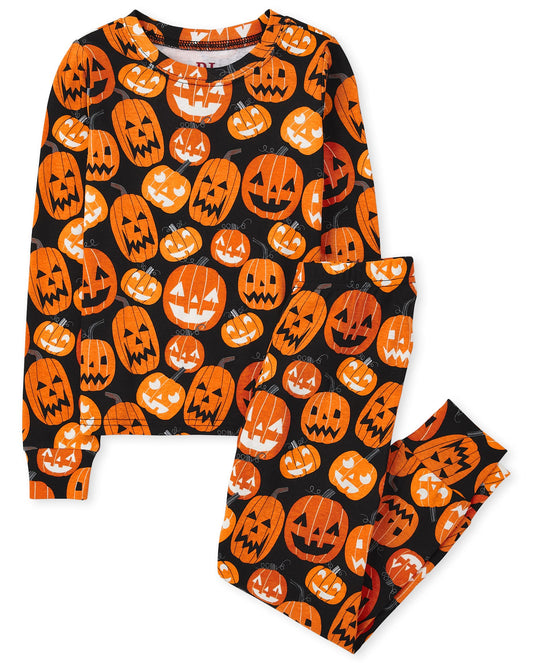 The Children's Place Kids' Family Matching, Halloween Pajama Sets, Cotton, Pumpkin Allover, 14
