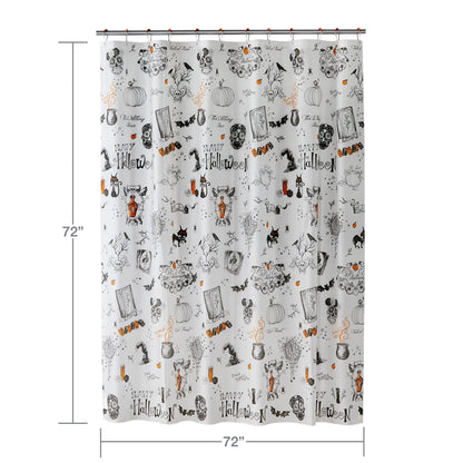SKL Home Happy Halloween Shower Curtain & Hook Set, Multicolored 12 Piece