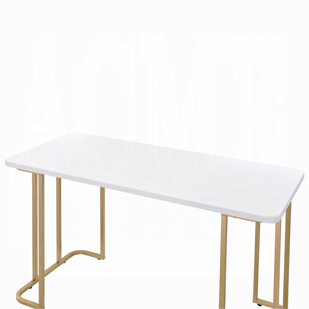Laire Elegant High Gloss Multi-Purpose Desk - White/Gold