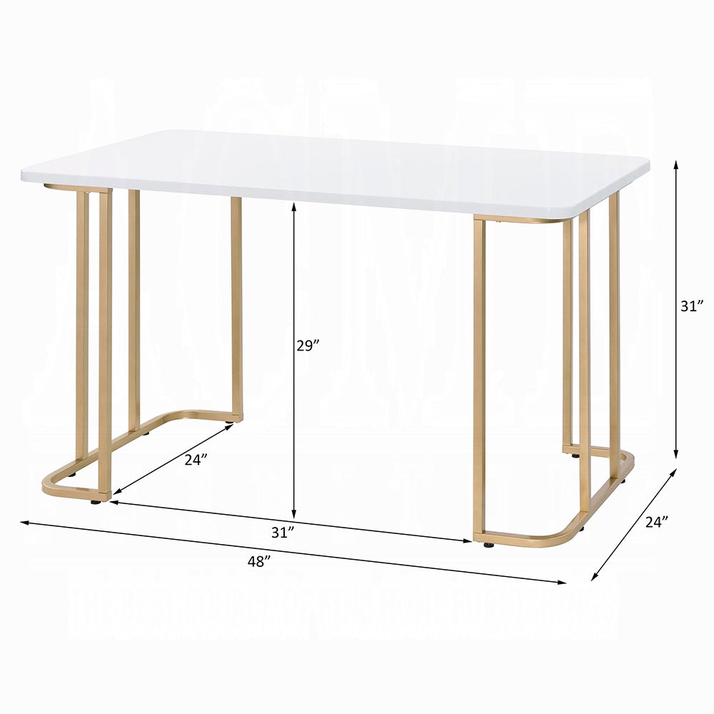 Laire Elegant High Gloss Multi-Purpose Desk - White/Gold