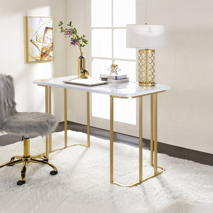 Laire Elegant High Gloss Multi-Purpose Desk - White/Gold