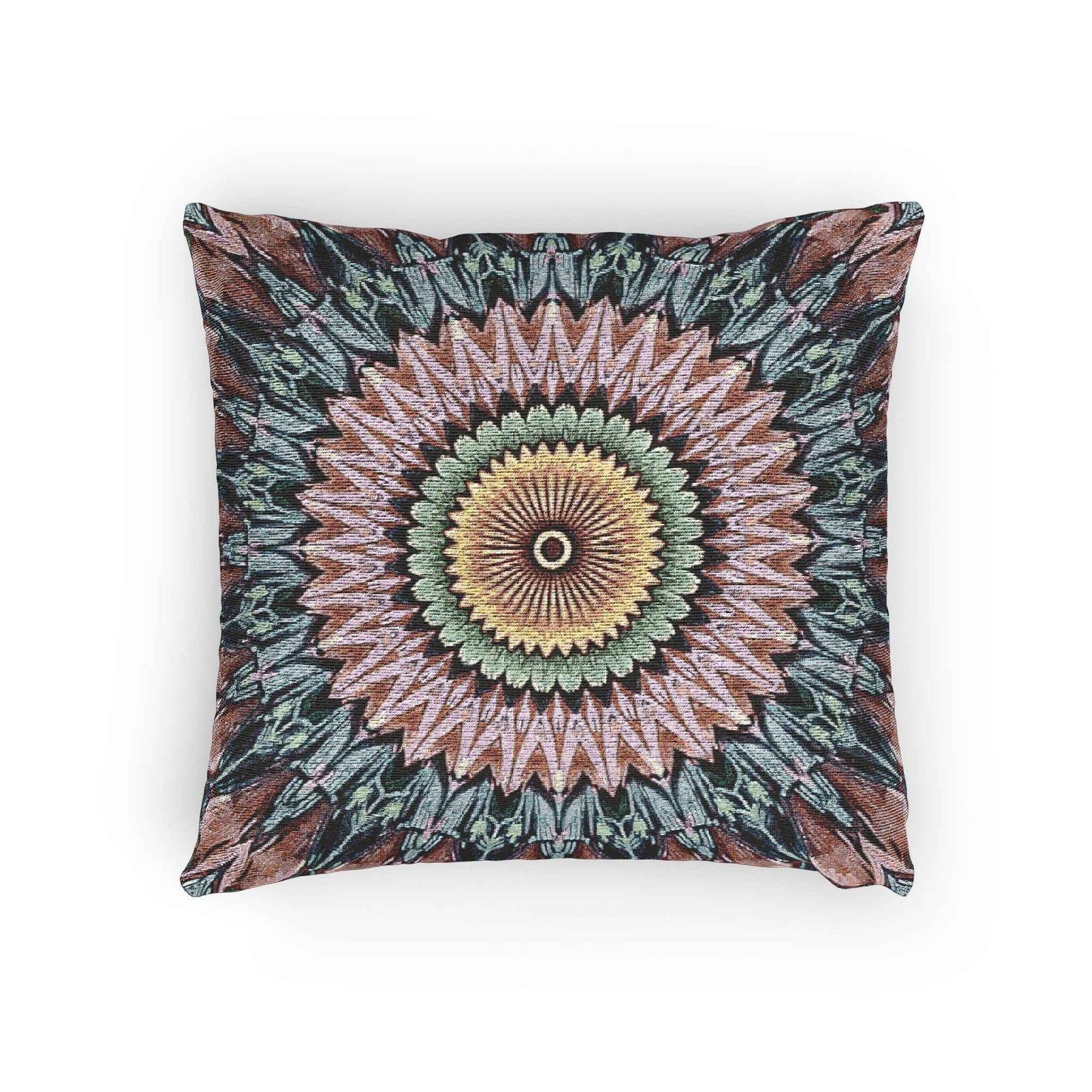 Mandala Sunburst Woven Pillow | Boho Geometric Decorative Cushion Cover