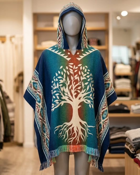 Tree of Life Wool Poncho