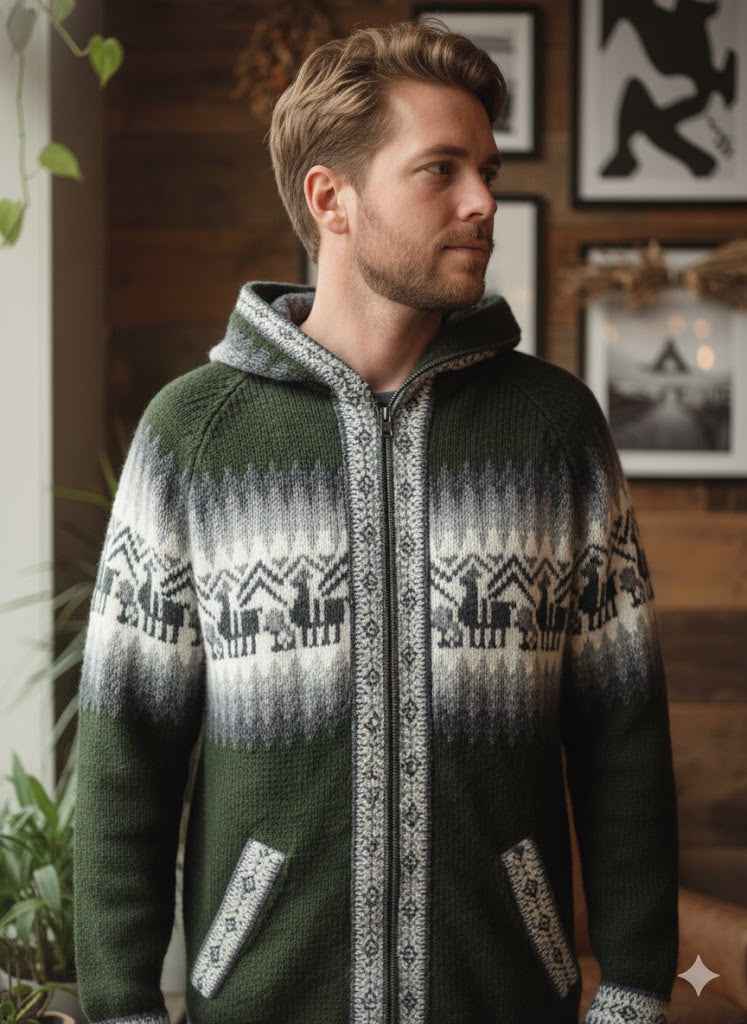 Unisex Light Green Alpaca Sweater