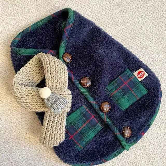 Jackson Dog Sweater & Scarf – Plaid Winter Outfit for Dogs