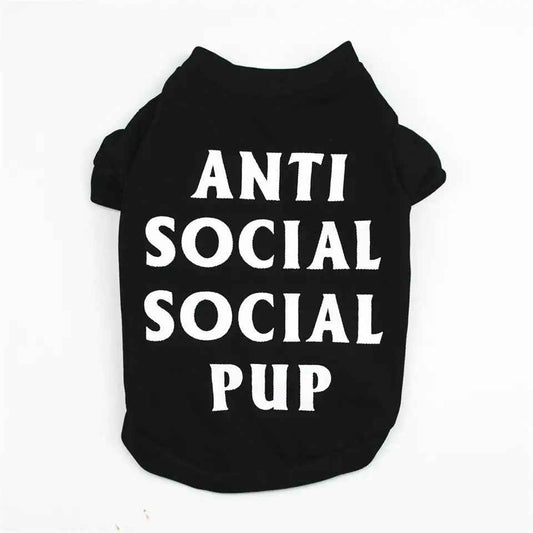 Anti Social Social Pup Tee | Graphic Dog T Shirt