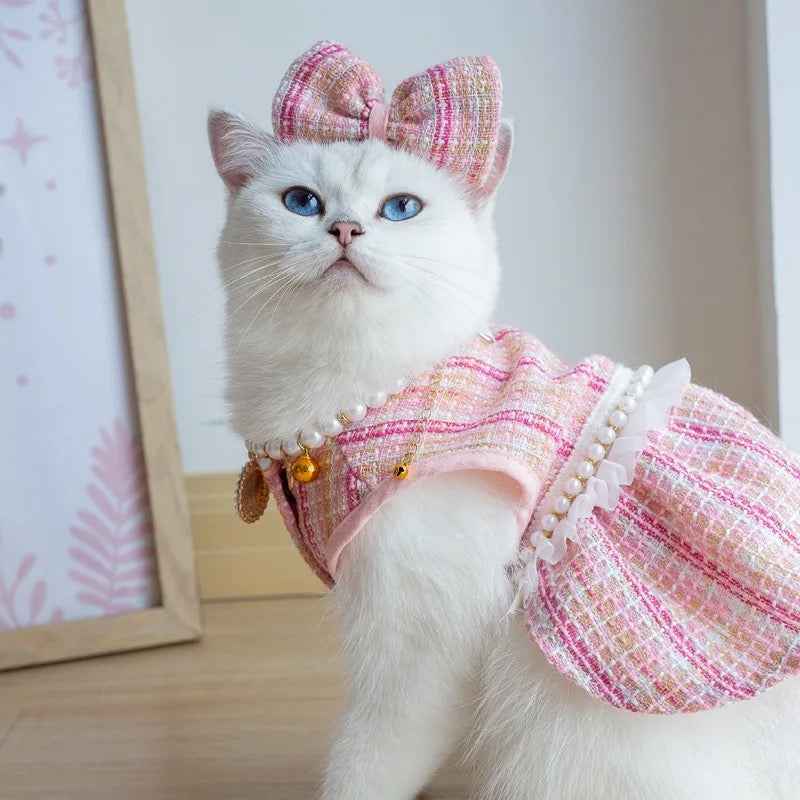 Princessa Dog Dress & Bow Set – Formal Outfit for Dogs