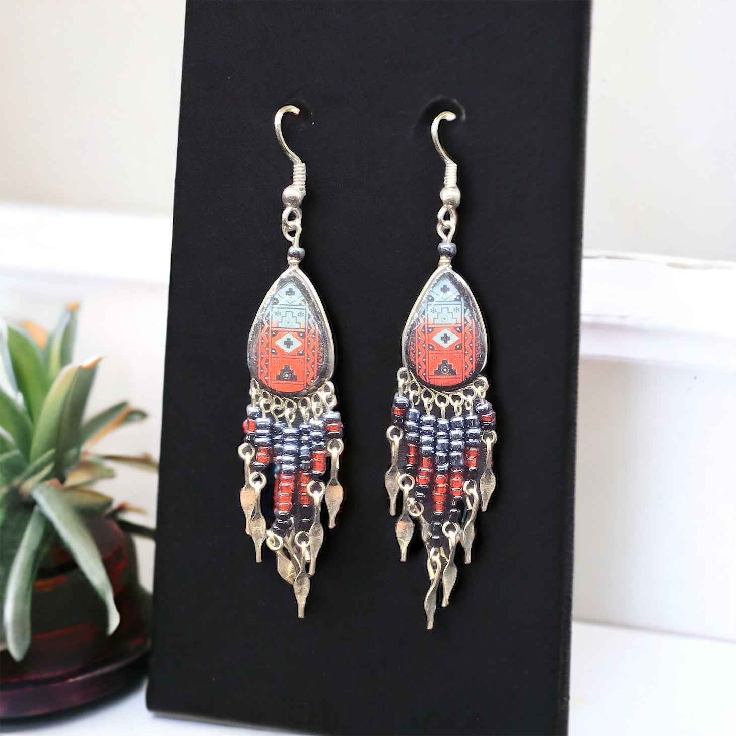 OldTribes™ Small Sized Southwestern Red Teardrop Earrings