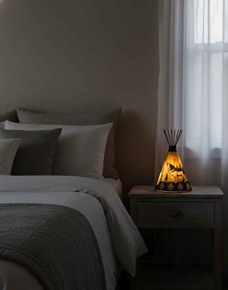 Teepee Table Lamp- Howling Lone Wolf