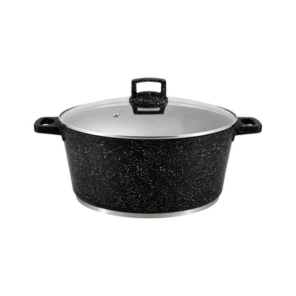 22cm Granite Non-Stick Casserole Pot with Lid – 3.4L, Induction Ready