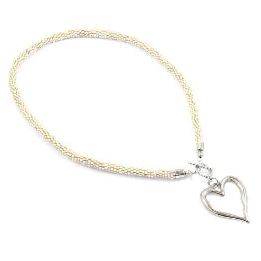 Short Beaded Open Heart Necklace