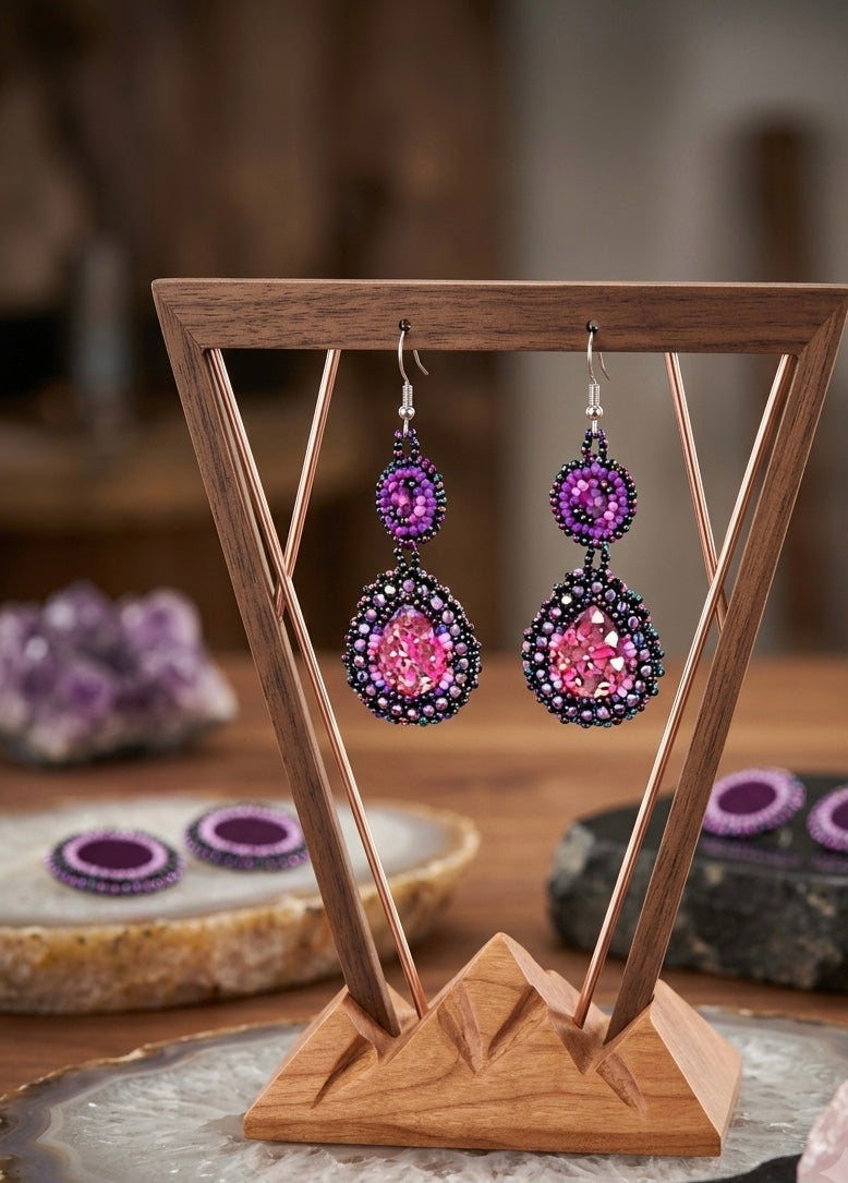 Drop Beaded Earrings pink collection