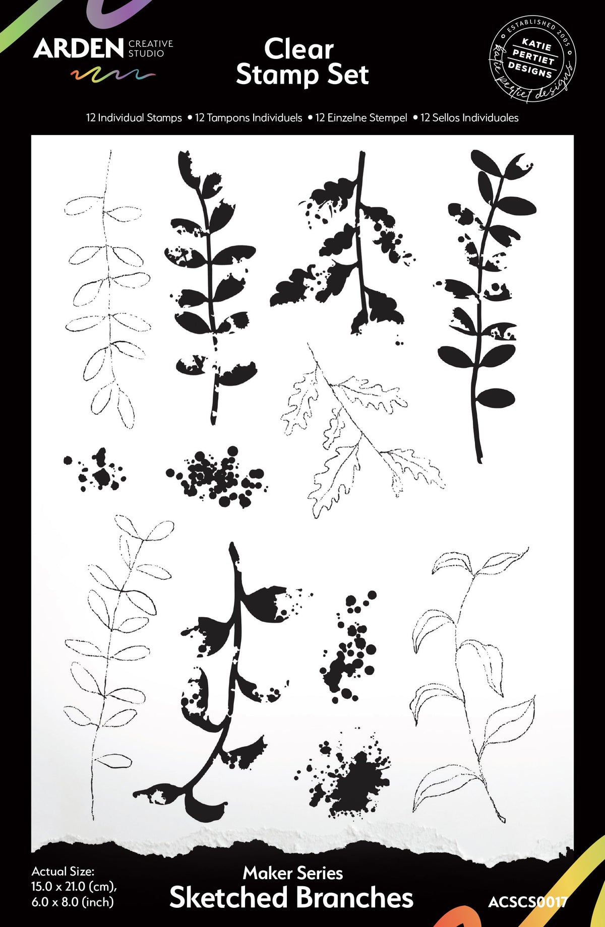 Arden Creative Studio Maker Series Sketched Branches 6in x 8in Clear Stamp Set