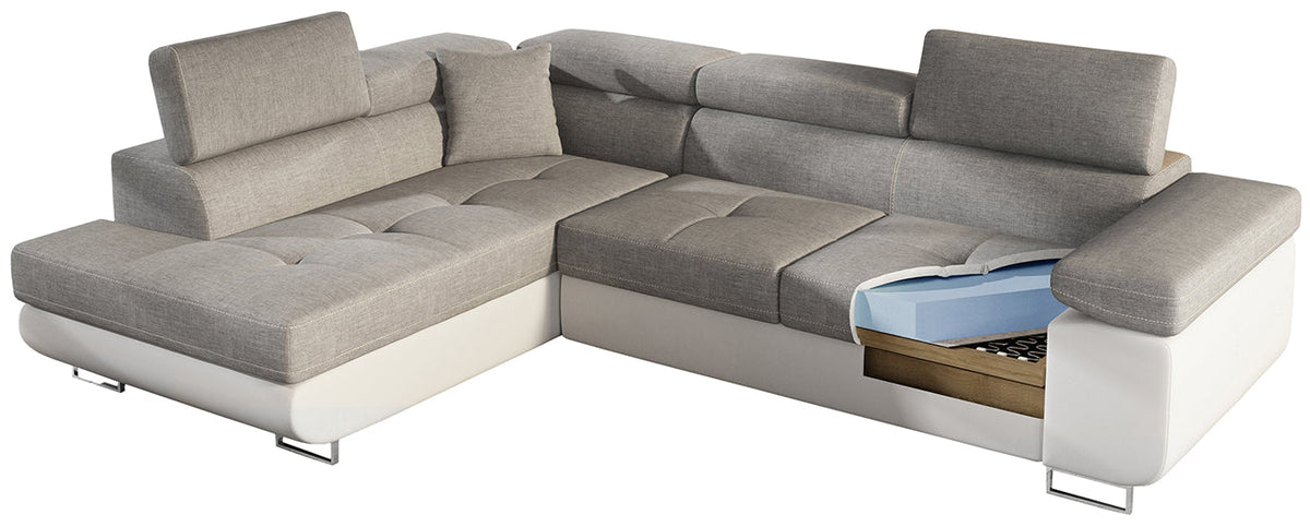Anton Storage Sleeper Sectional Sofa - Grey
